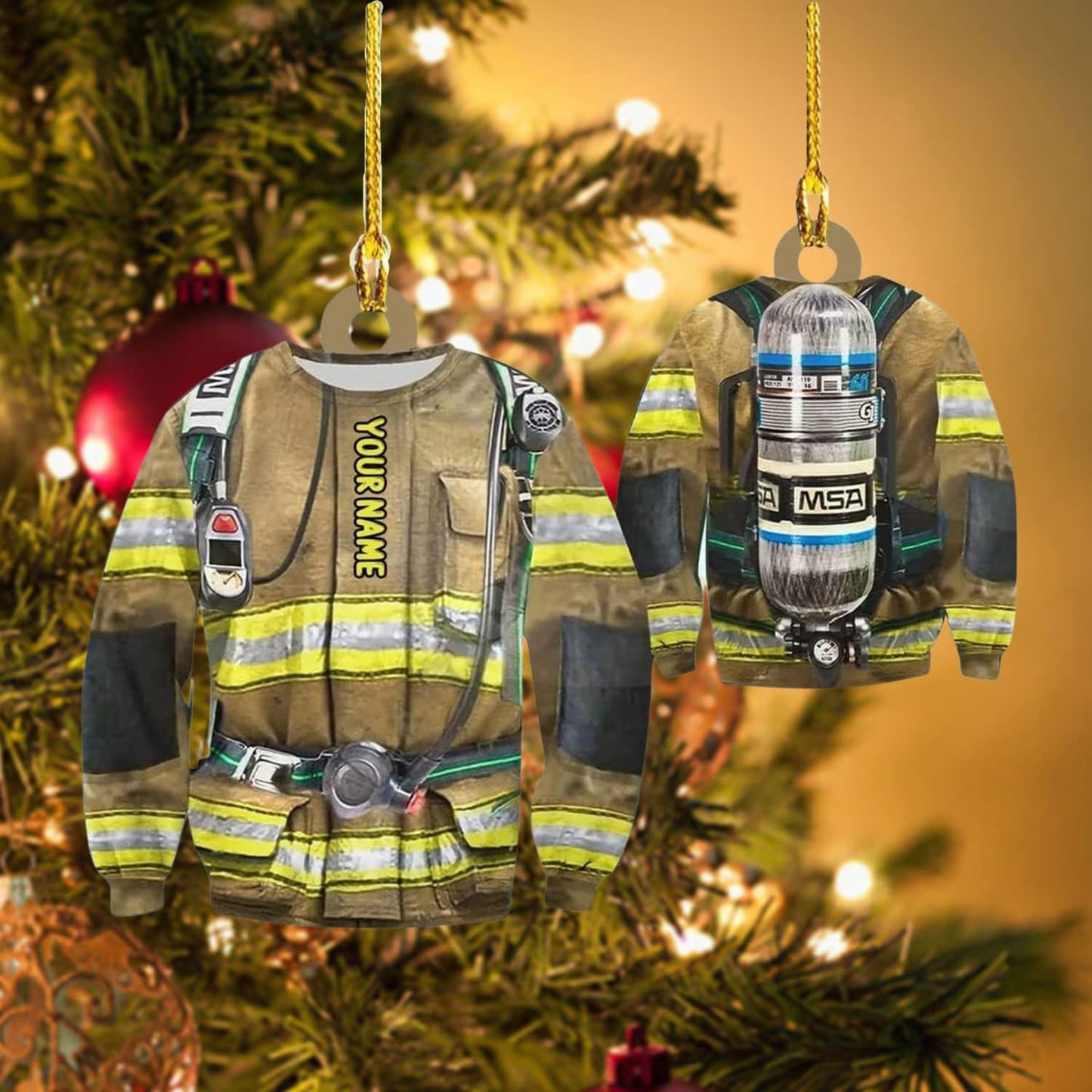 Personalized Firefighter Uniform Christmas Ornament Style 6