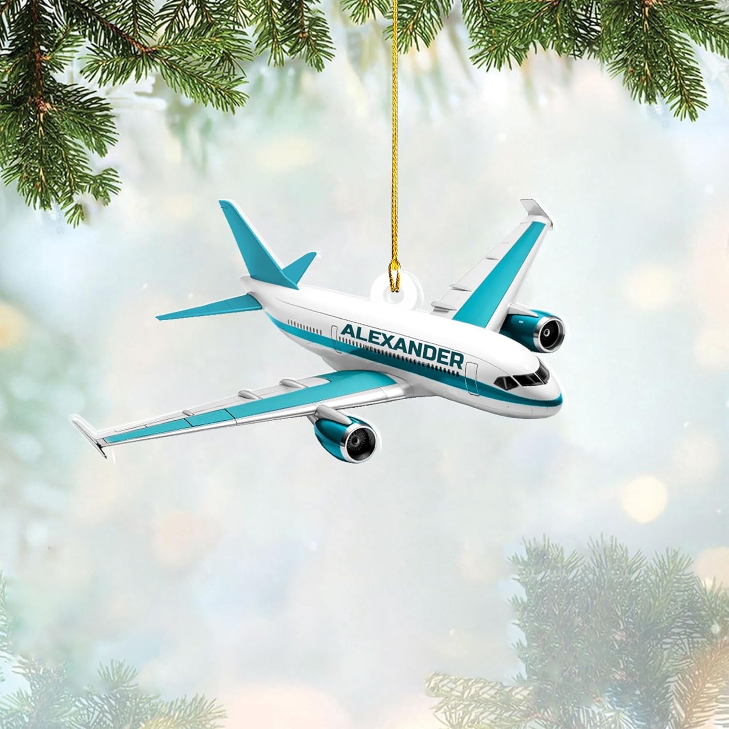 Personalized Airplane Pilot Christmas Ornament Style 5