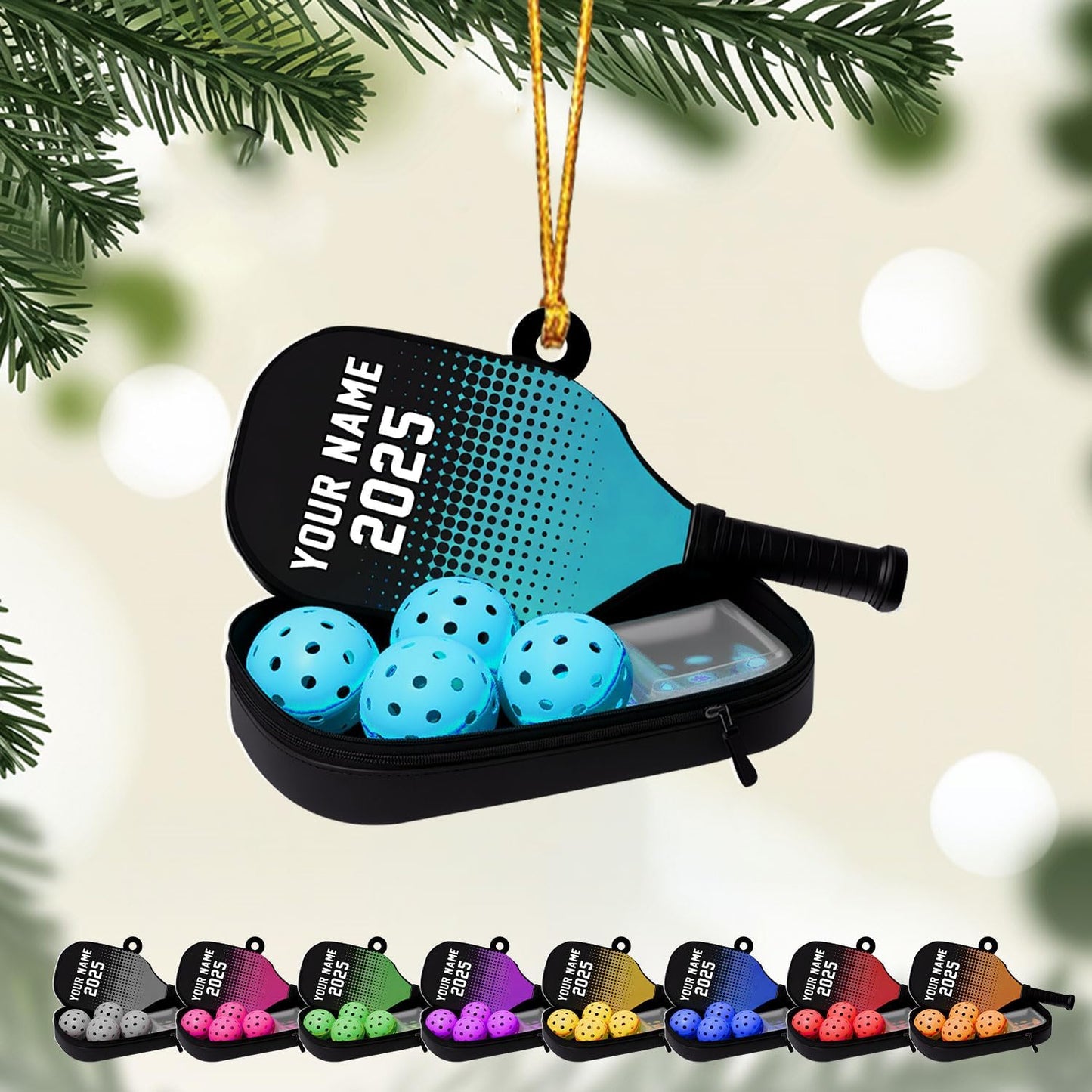 Custom Name and Year Pickleball Bag Ornament – Pickleball Christmas Ornament 2