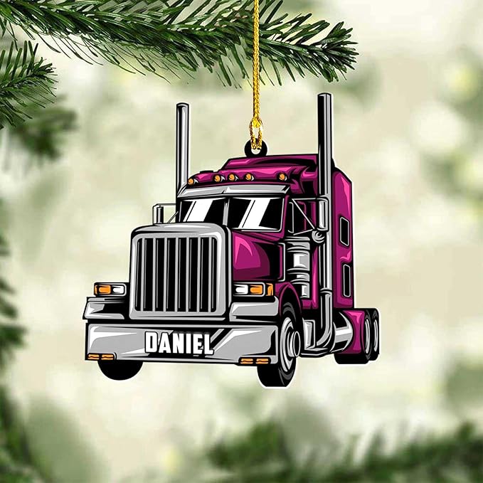 Personalized Semi Truck Christmas Decor - Truck Driver Ornament Gift L4