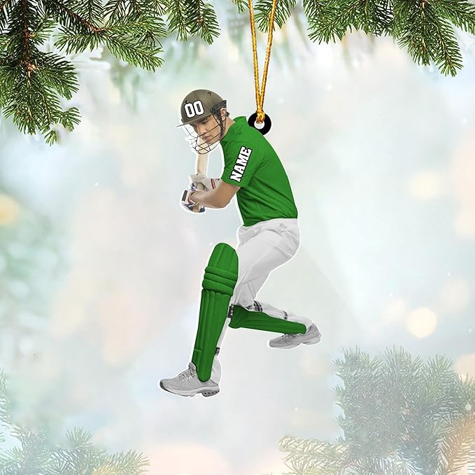 Personalized Cricket Christmas Ornament 2025, Custom Cricket Bat Ornament N24