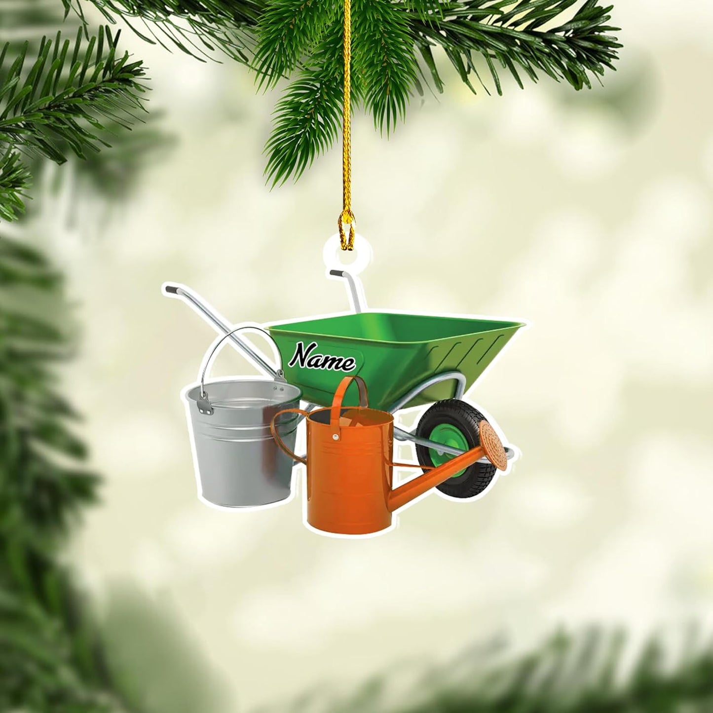 Personalized Gardening Acrylic Ornament – Custom Name Garden Tools Christmas Tree Decoration for Gardeners & Plant Lovers TG1