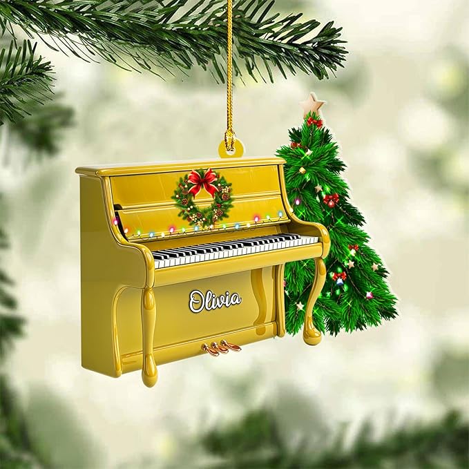 Customized Piano Ornament - Music Instrument Christmas Gift for Piano Lovers LL32