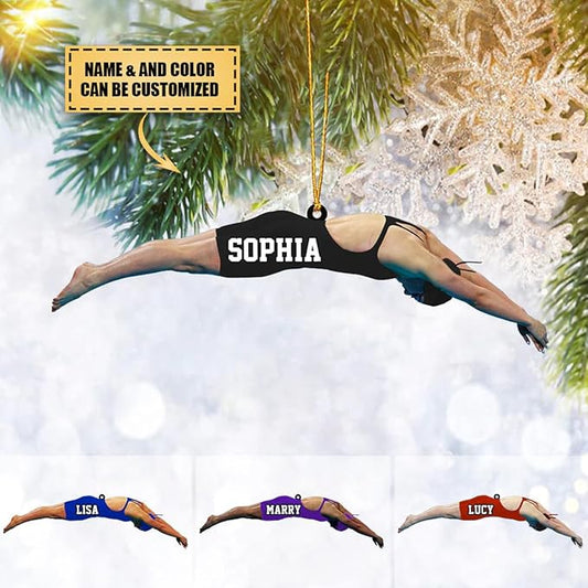 Personalized Swimming Christmas Ornament - Swimmer Christmas Gift for Boys, Girls & Pool Lovers LL30