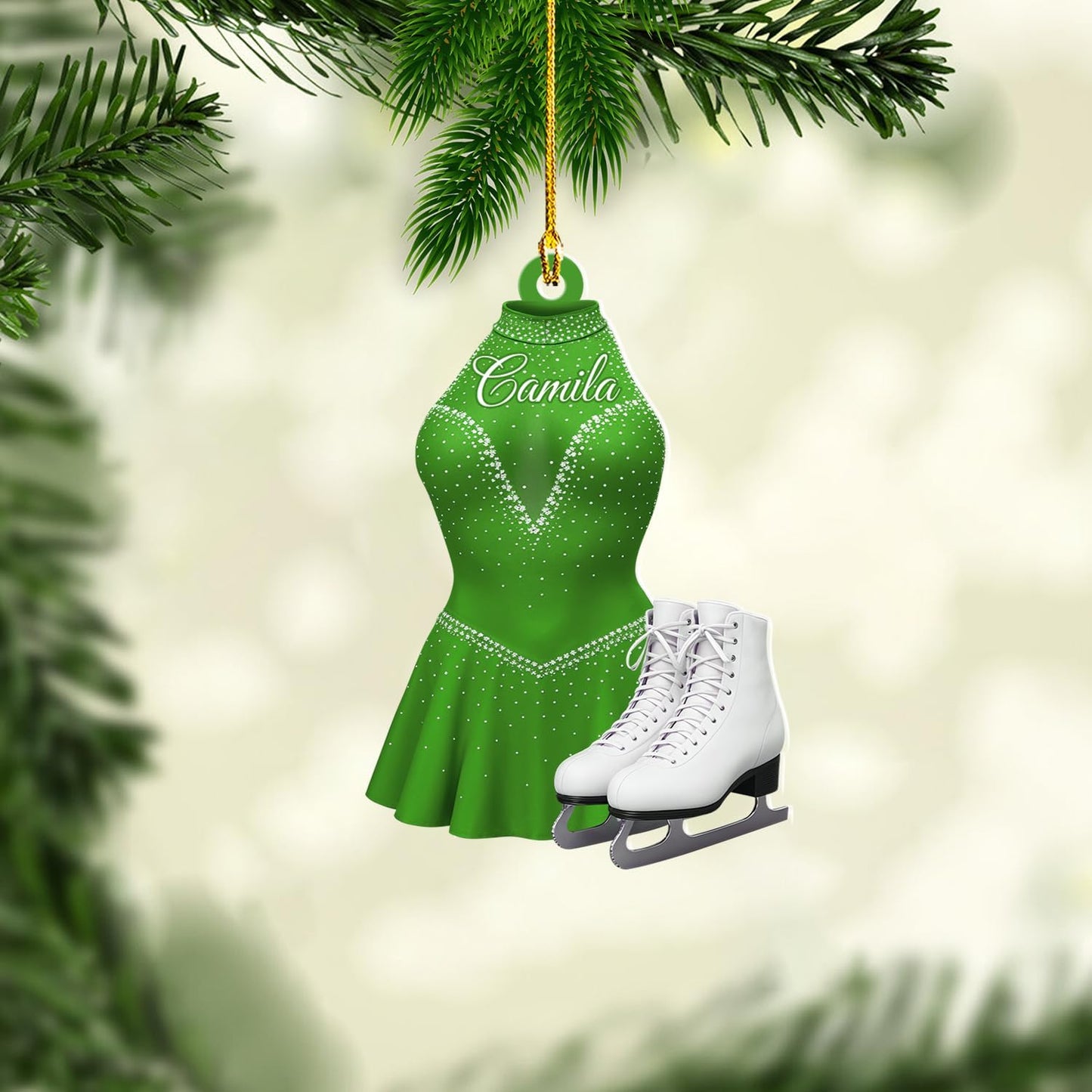 Personalized Ice Skating Christmas Ornament N02