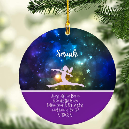Personalized Name Gymnastics Ornament 2025, Girl Gymnast Ornaments, Wood Ornament for Xmas C04
