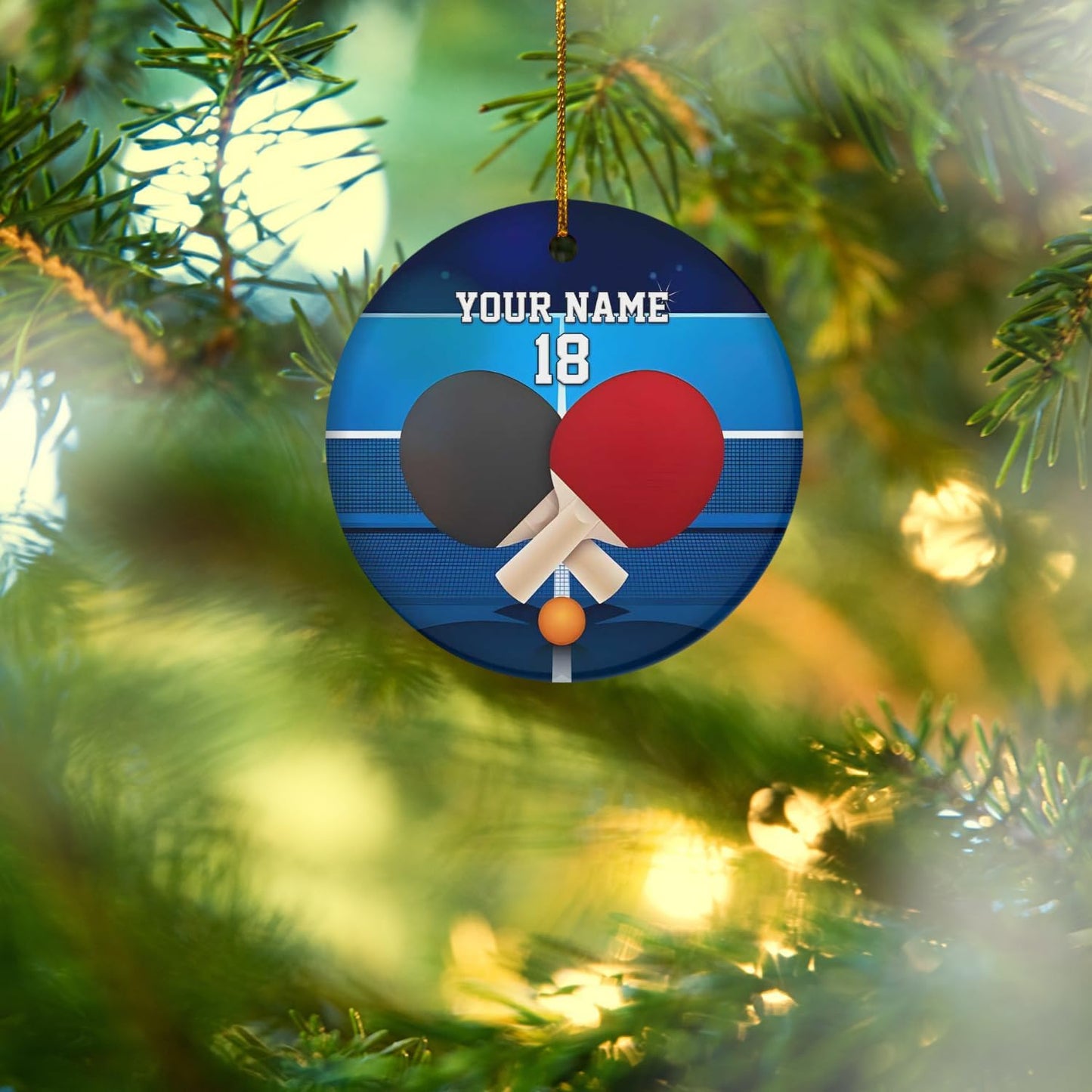 Personalized Ping Pong Player Ornament – Custom Name Acrylic Table Tennis Christmas Gift, Flat 2D Sport Decor TT19