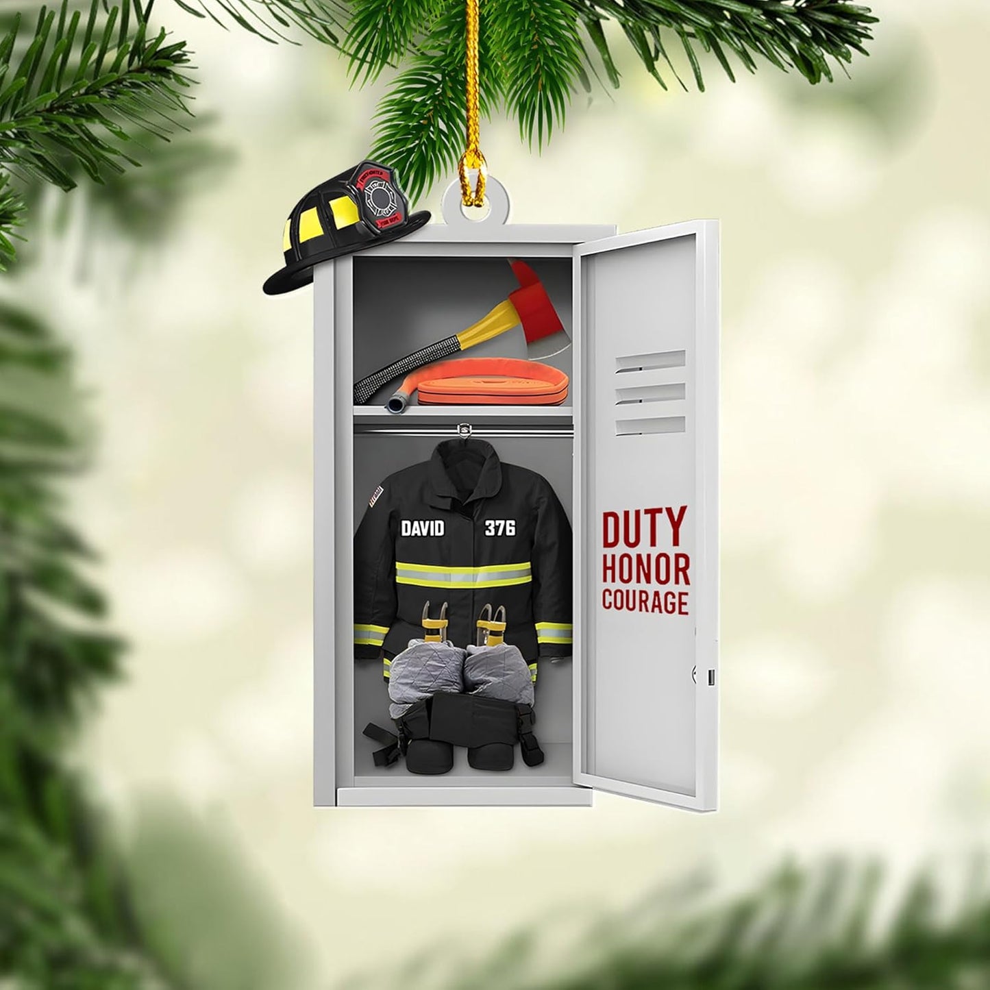 Personalized Firefighter Locker Christmas Ornament Style 2