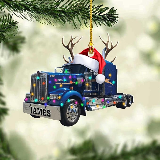 Personalized Semi Truck Christmas Decor - Truck Driver Ornament Gift L2
