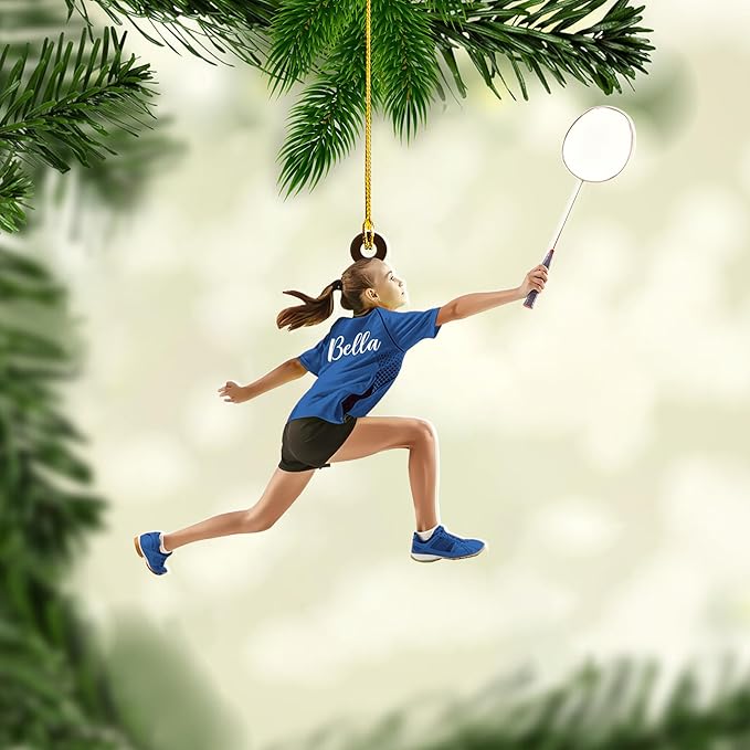 Custom Christmas Gift for Badminton Players, Sports Lovers Badminton Ornament LL27