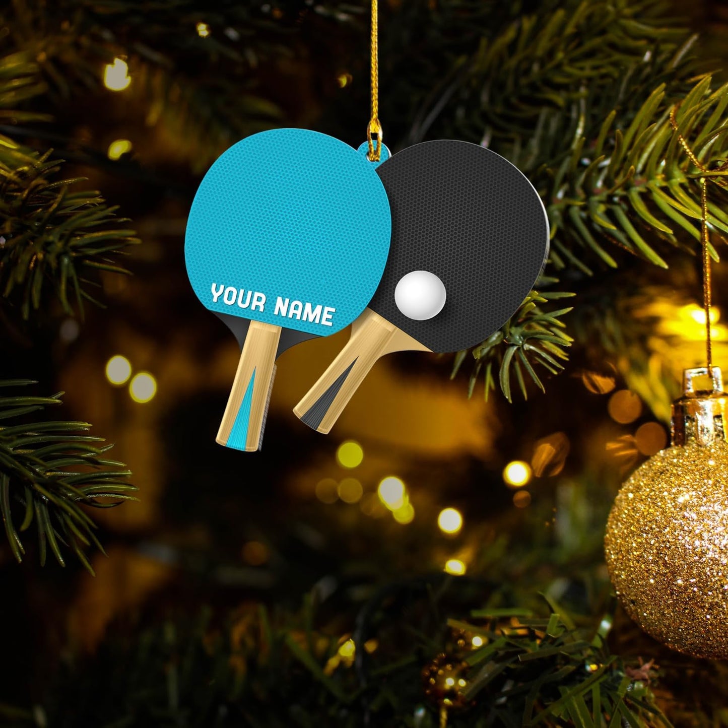 Custom Ping Pong Christmas Ornament – Personalized Acrylic Table Tennis Gift, Sport Holiday Tree Decoration, Flat 2D Design TT11