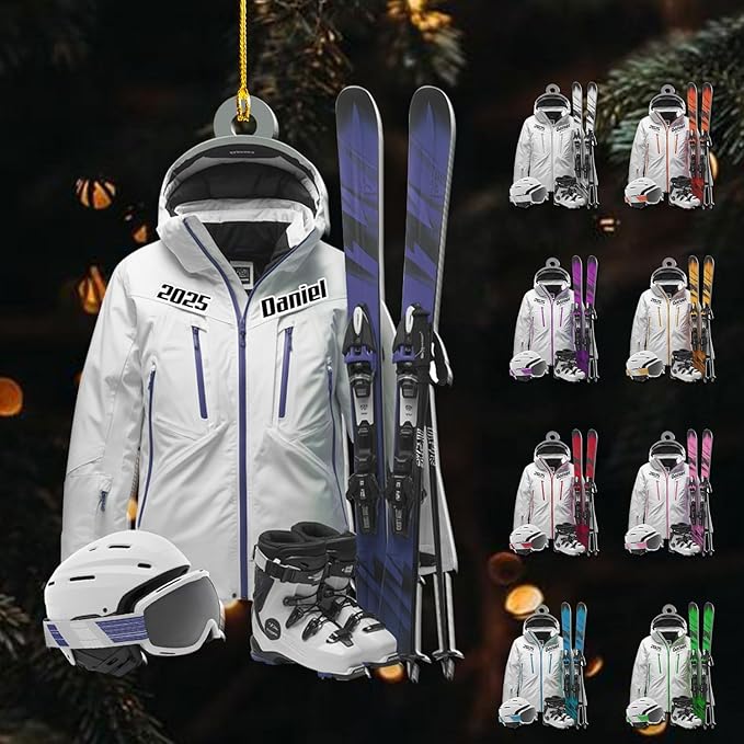 Personalized Snow Skiing Ornament, Custom Colored Skiing Mask Shape Ornament NO6