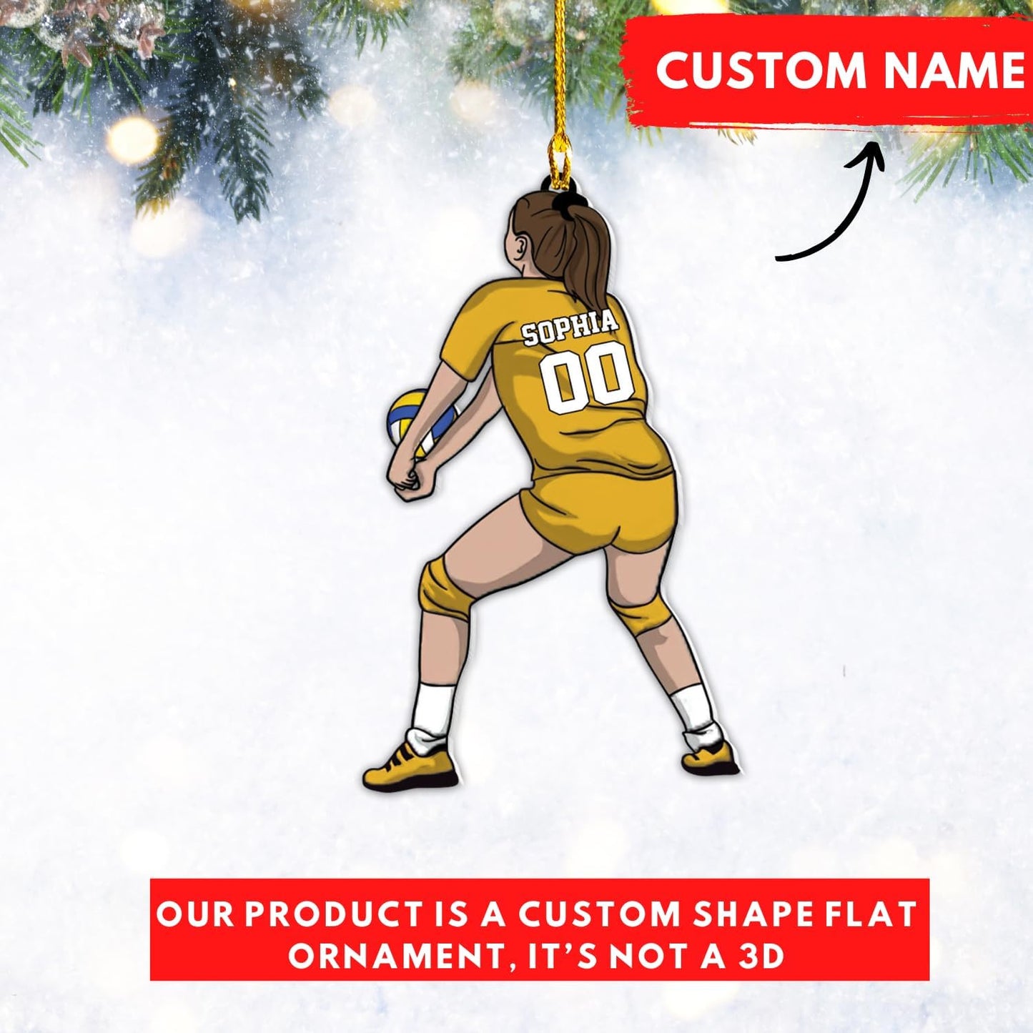Personalized Volleyball Christmas Ornament – Custom Name Acrylic Ornament, Team Sports Holiday Decor, Volleyball Player Gift, Custom Xmas Keepsake TV5
