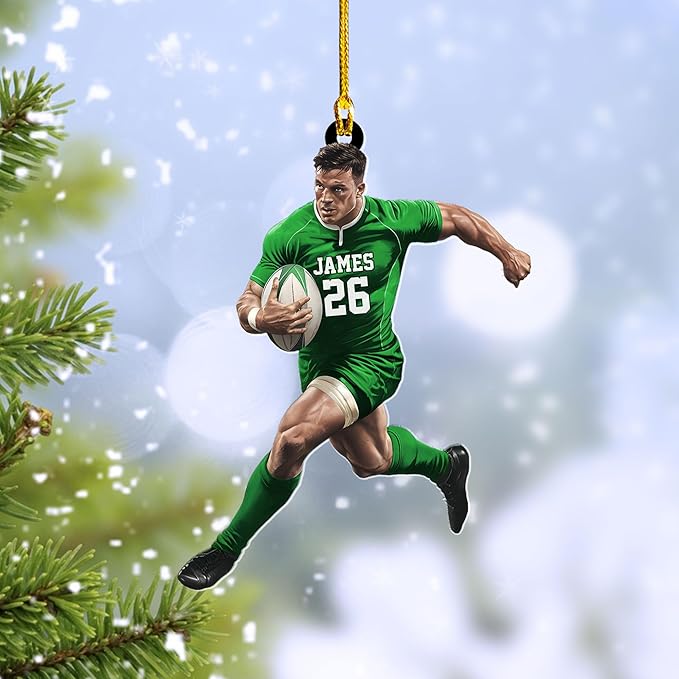Personalized Rugby Player Christmas Gift for Sports Lovers - Rugby Ornament LL7