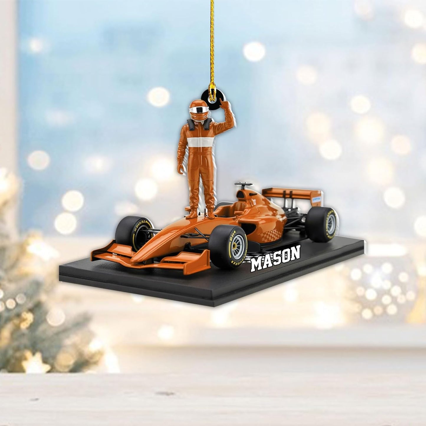 Custom Race Car Christmas Ornament – Personalized Acrylic Racing Car Decoration, Motorsport Gift for Drivers TR7
