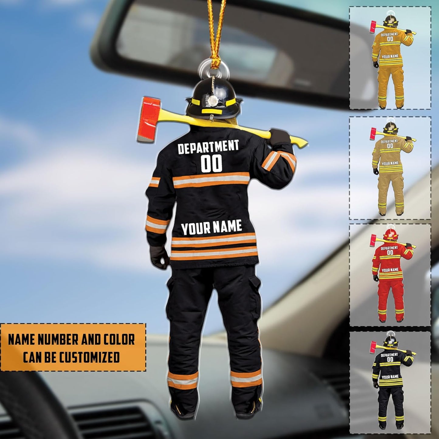 Personalized Firefighter Uniform Christmas Ornament Style 5