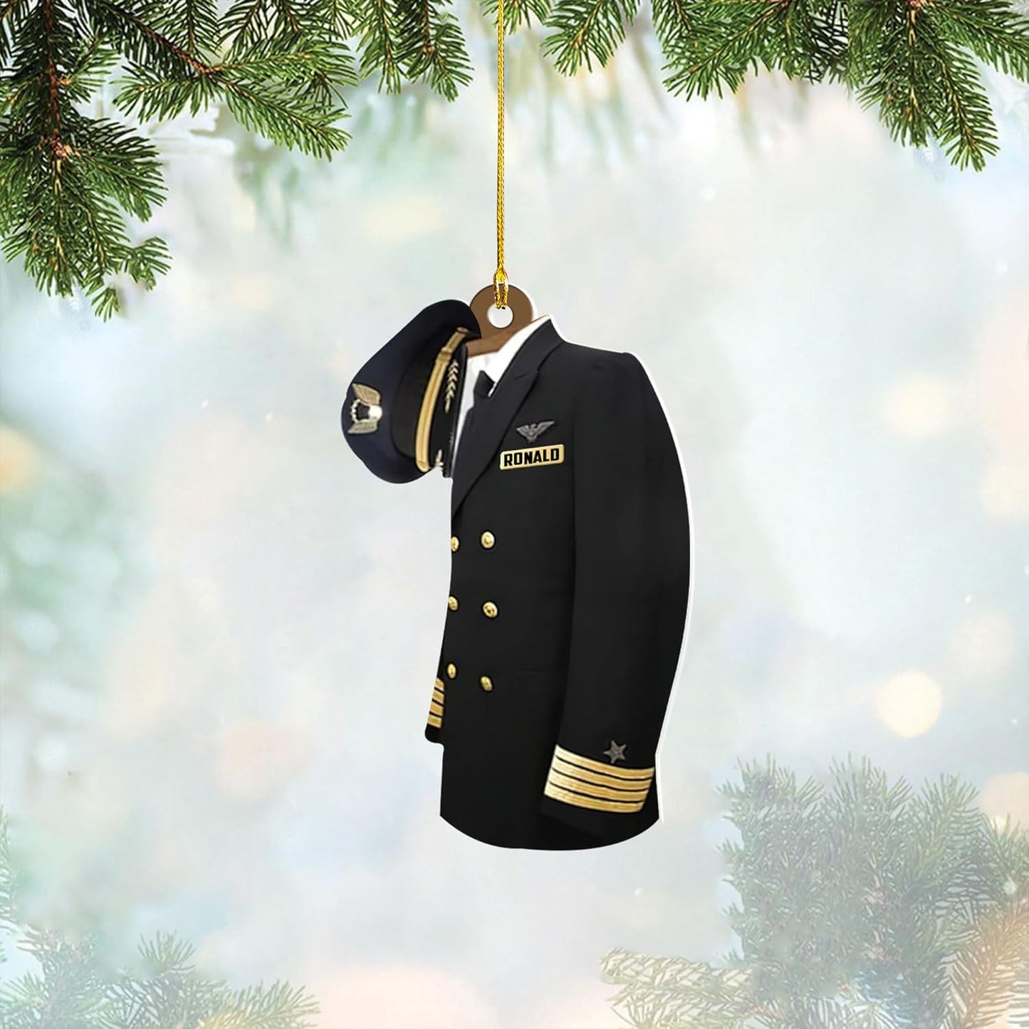 Custom Name Pilot Uniform Christmas Ornament Style 4