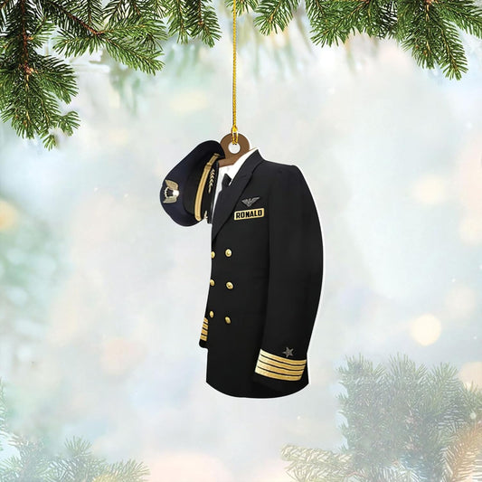 Custom Name Pilot Uniform Christmas Ornament Style 4