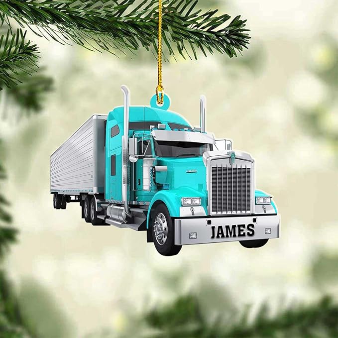 Personalized Semi Truck Christmas Decor - Truck Driver Ornament Gift