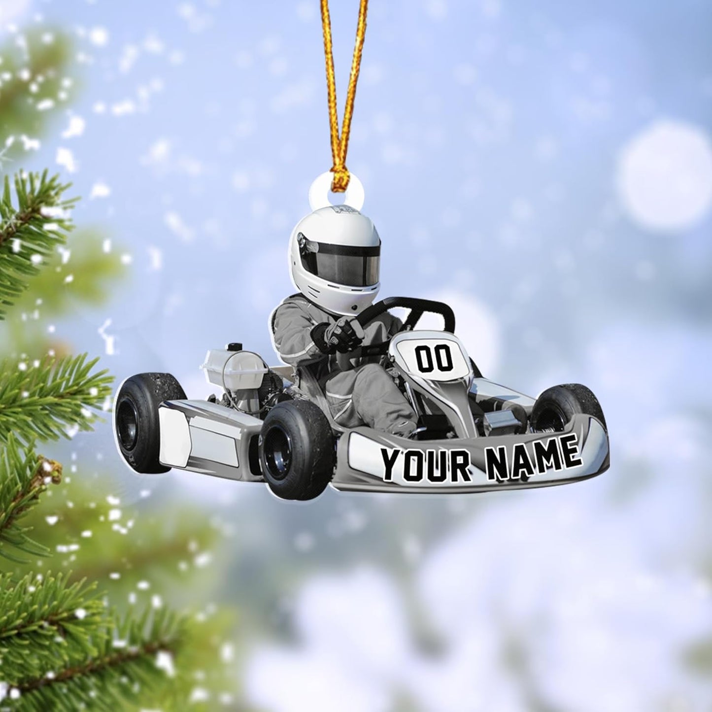 Personalized Racing Car Ornament – Custom Acrylic Drag Racing Christmas Decoration, Gift for Car Lovers and Drivers TR19