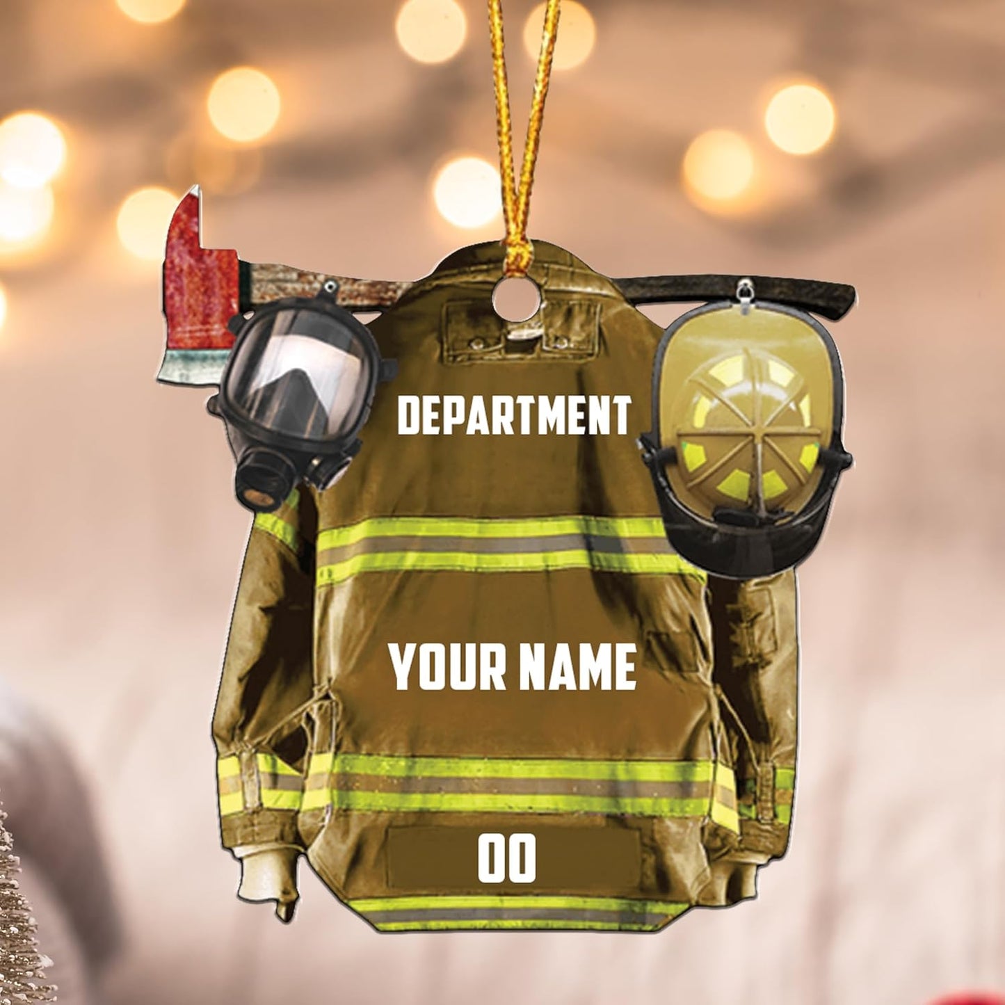 Personalized Firefighter Uniform Christmas Ornament Style 9
