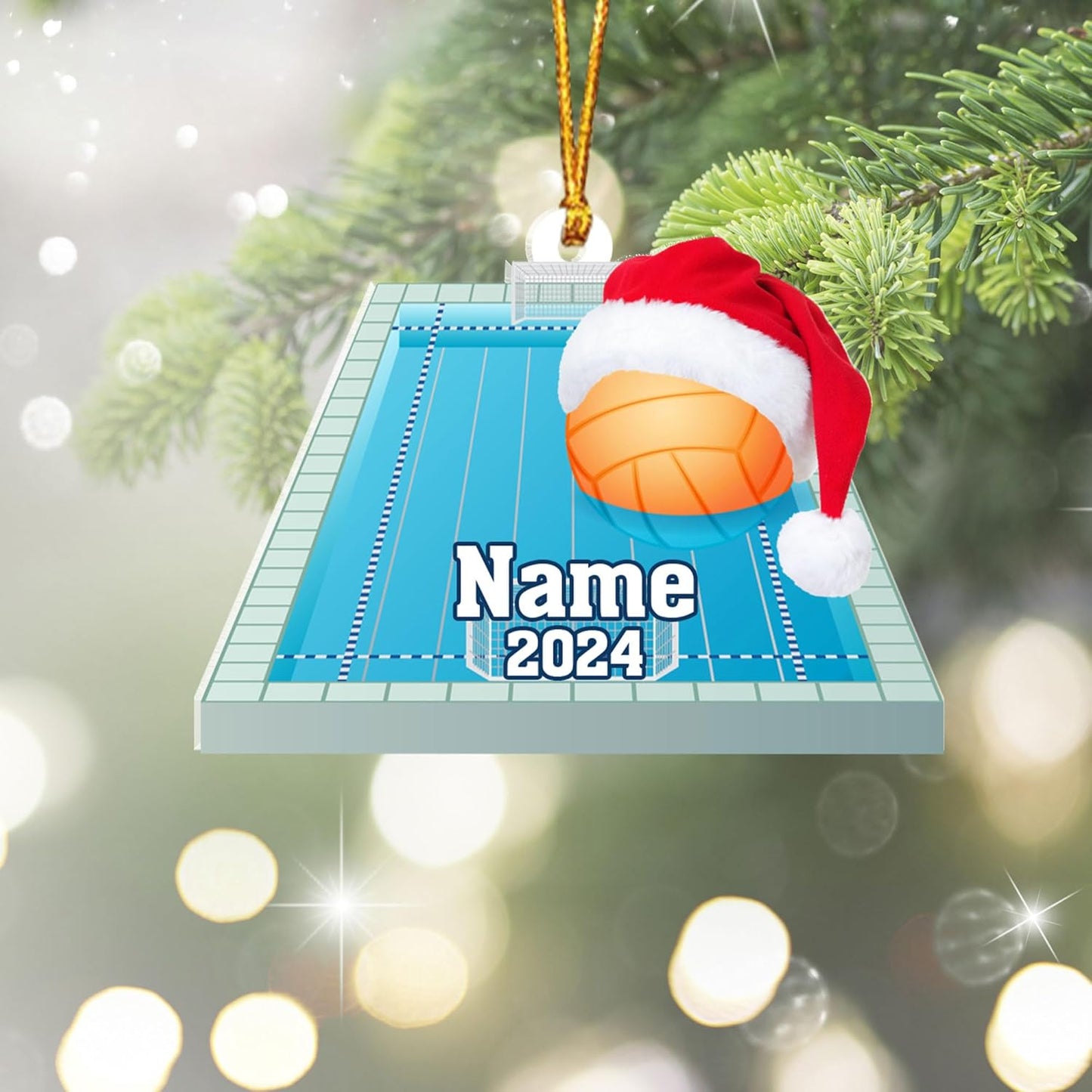 Custom Name Water Polo Ball Christmas Ornament – Personalized Polo Ornament, Sport Holiday Tree Decoration, Gift for Water Polo Players TW06