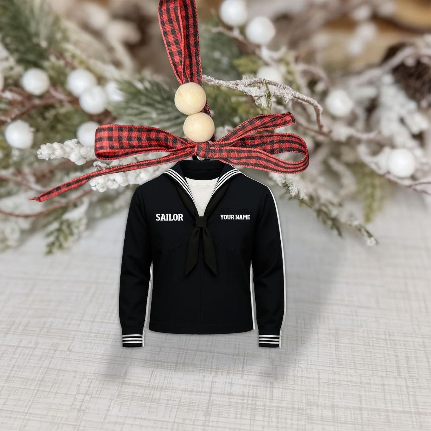 Personalized Sailor Ornament – Custom Captain Sailor Acrylic Ornament, Unique Sailing Glass Keepsake, Navy Captain Holiday Gift for Sailors TS13