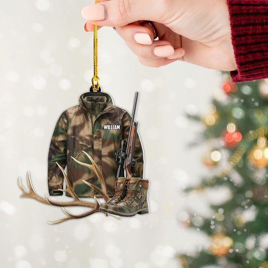 Personalized Hunting Ornament, Hunter Christmas Acrylic Ornament 2025 T10