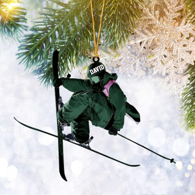 Personalized Snow Skiing Ornament, Custom Colored Skiing Mask Shape Ornament N22