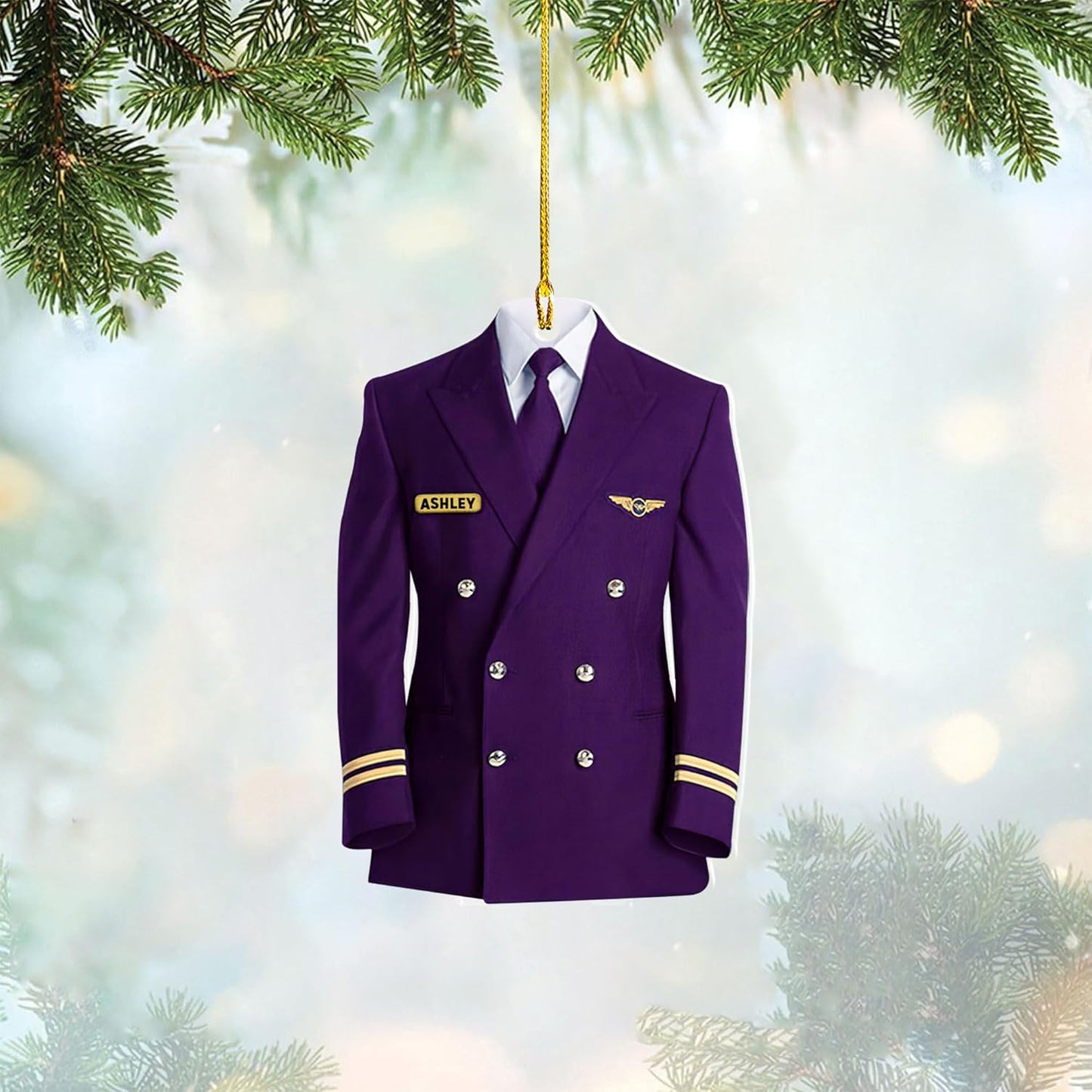 Custom Name Pilot Uniform Christmas Ornament Style 2