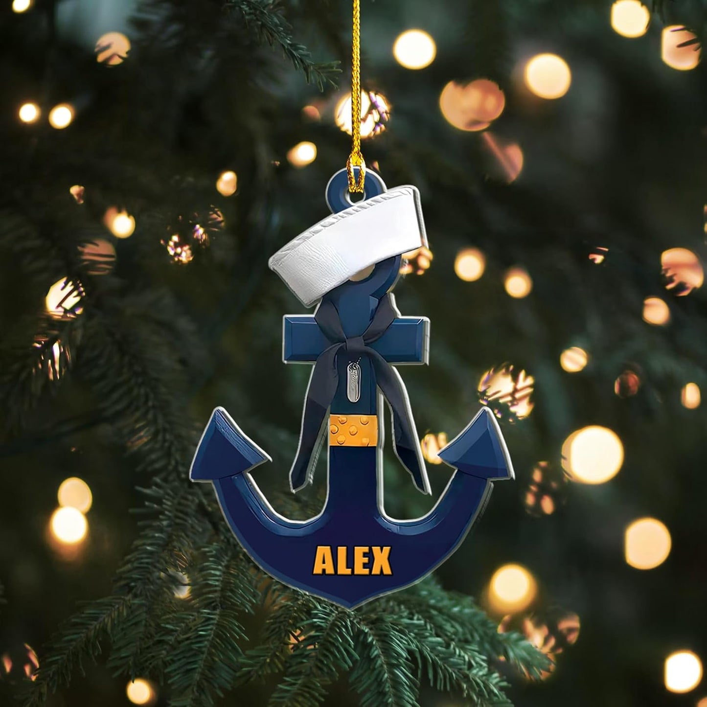 Personalized Sailor Ornament – Custom Captain Sailor Acrylic Ornament, Unique Sailing Glass Keepsake, Navy Captain Holiday Gift for Sailors TS9