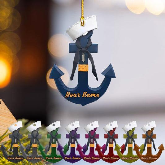 Custom Name Sailor Ornament – Personalized Captain Acrylic Sailing Ornament, Nautical Christmas Tree Decoration for Navy Lovers TS20