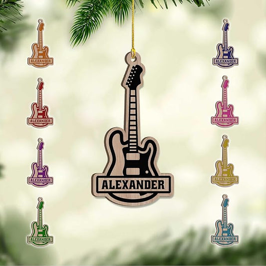 Custom Electric and Acoustic Guitar Christmas Ornament - Guitar Ornament Gift LL18