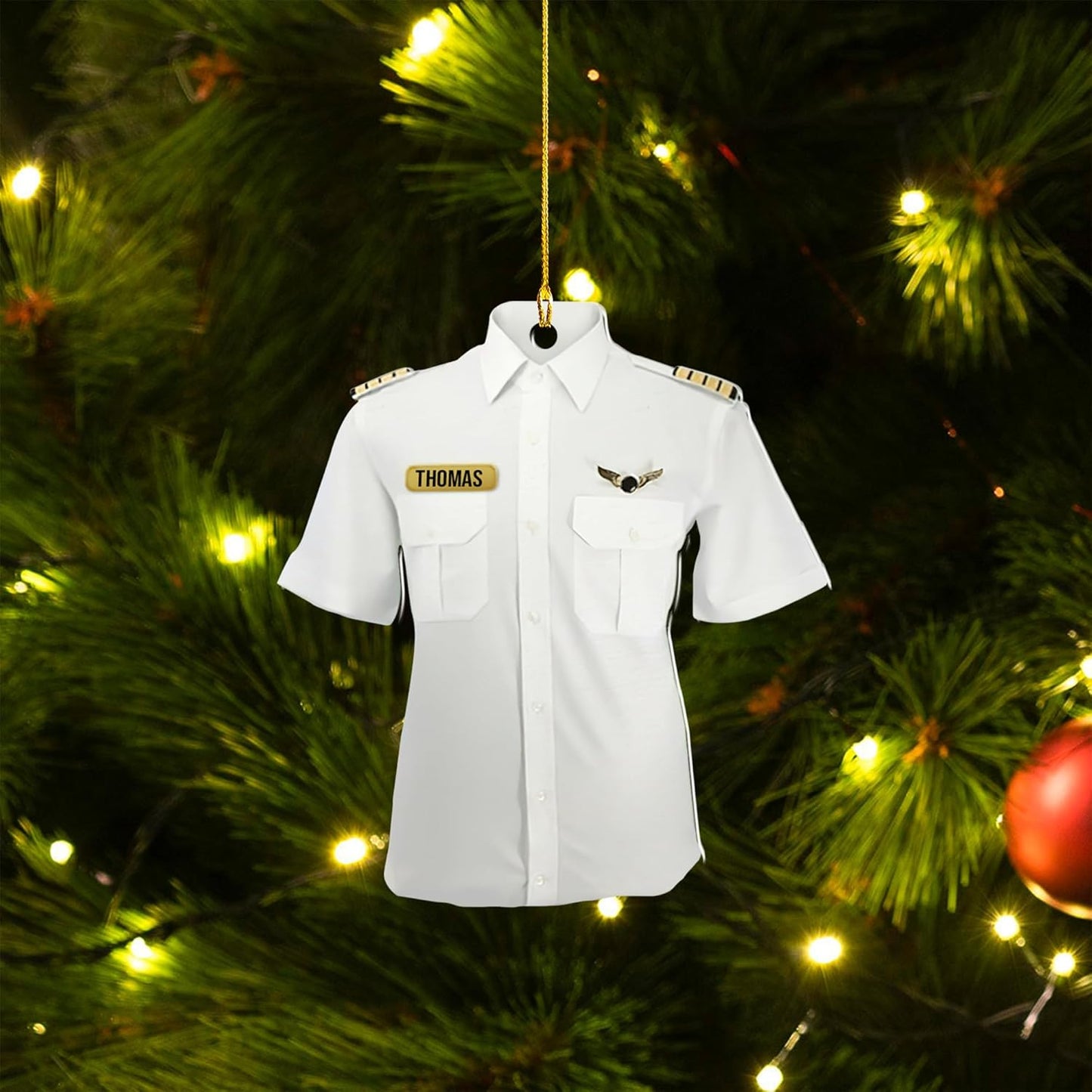 Custom Name Pilot Uniform Christmas Ornament Style 5