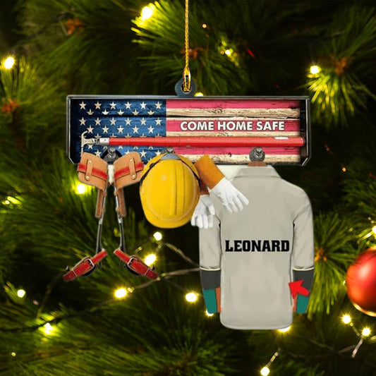 Personalized Lineman Uniform Christmas Ornament