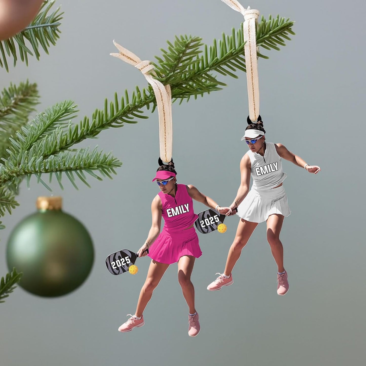 Custom Face & Name Pickleball Player Ornament – Pickleball Christmas Ornament Style 5