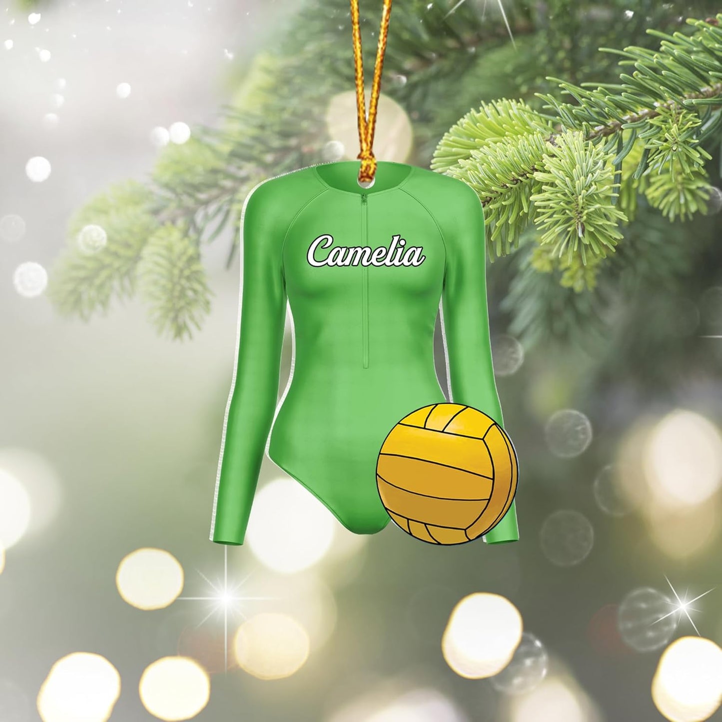 Custom Name Water Polo Christmas Ornament – Personalized Name And Number Water Polo Ornament, Sport Holiday Tree Decoration TW13