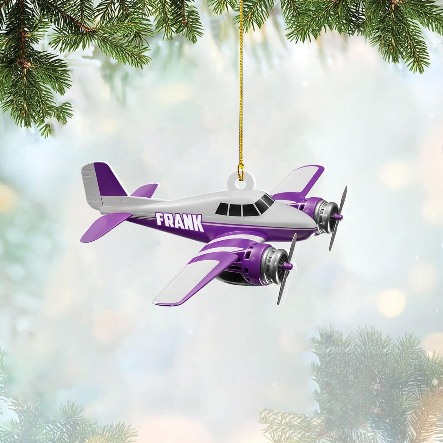 Personalized Twin Engine Airplane Pilot Christmas Ornament