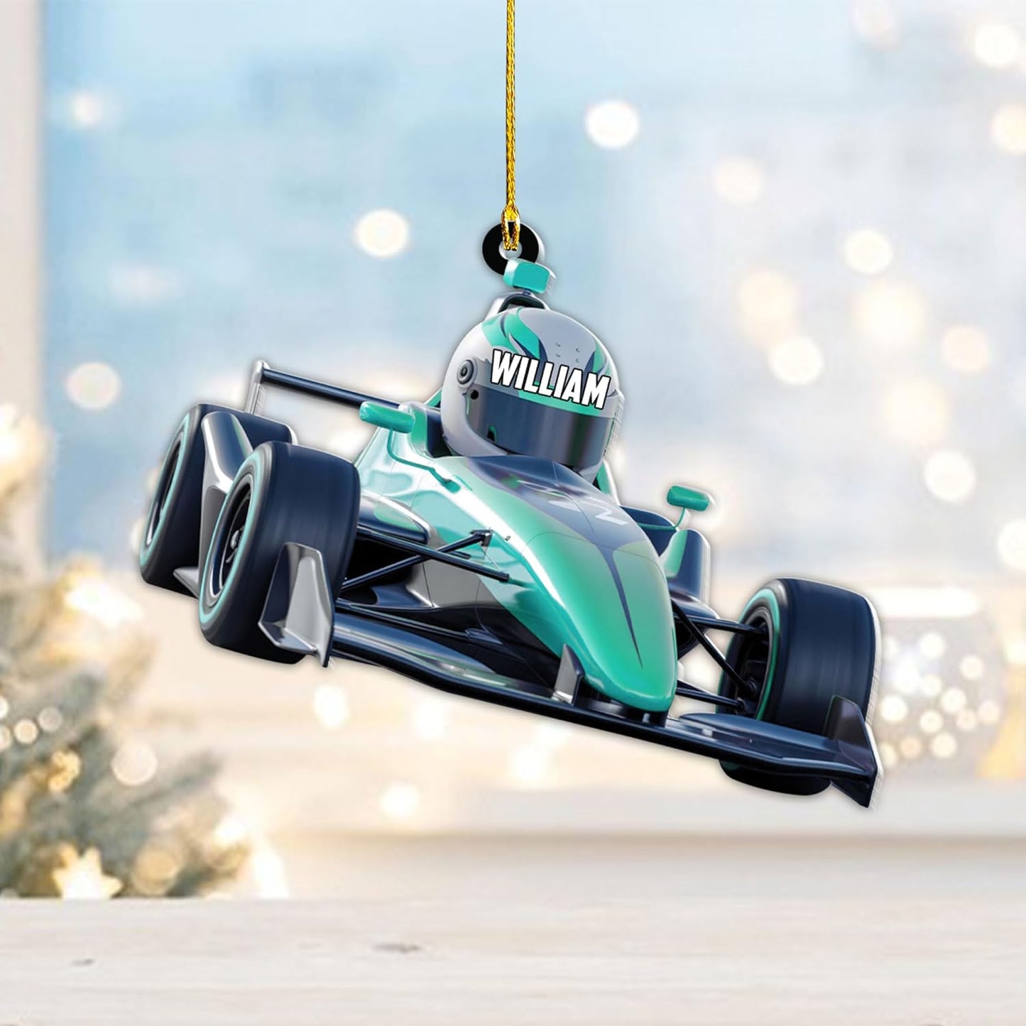 Custom Race Car Christmas Ornament – Personalized Acrylic Racing Car Decoration, Motorsport Gift for Drivers TR8