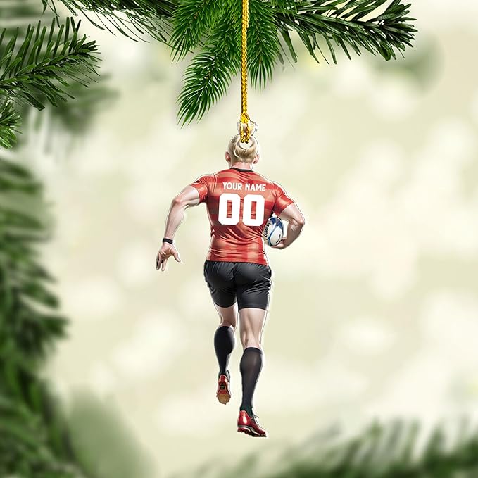 Personalized Rugby Player Christmas Gift for Sports Lovers - Rugby Ornament LL27