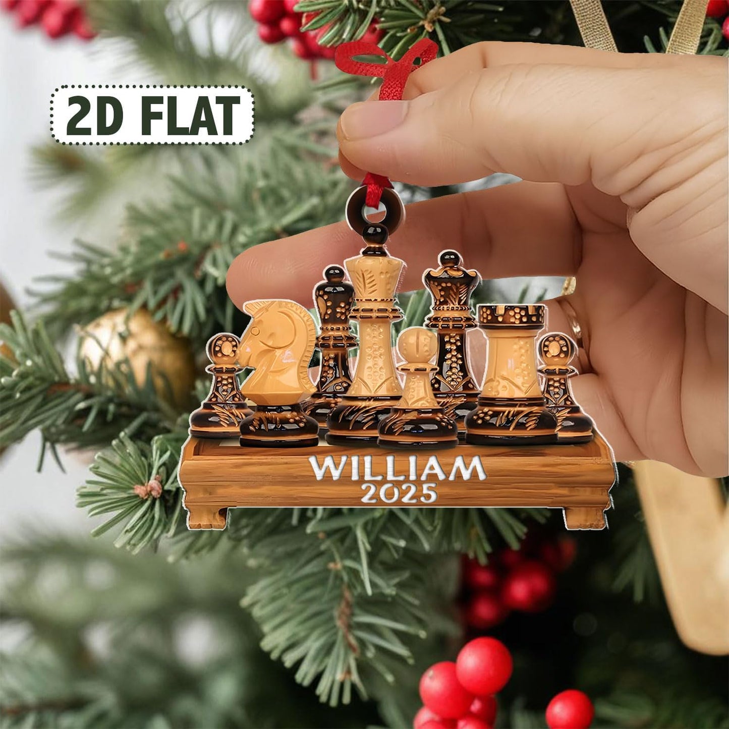 Personalized Name Chess Ornament Gift for Men Women Chess Team Player N18