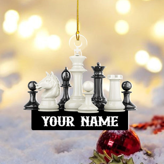 Personalized Name Chess Ornament Gift for Men Women Chess Team Player N30