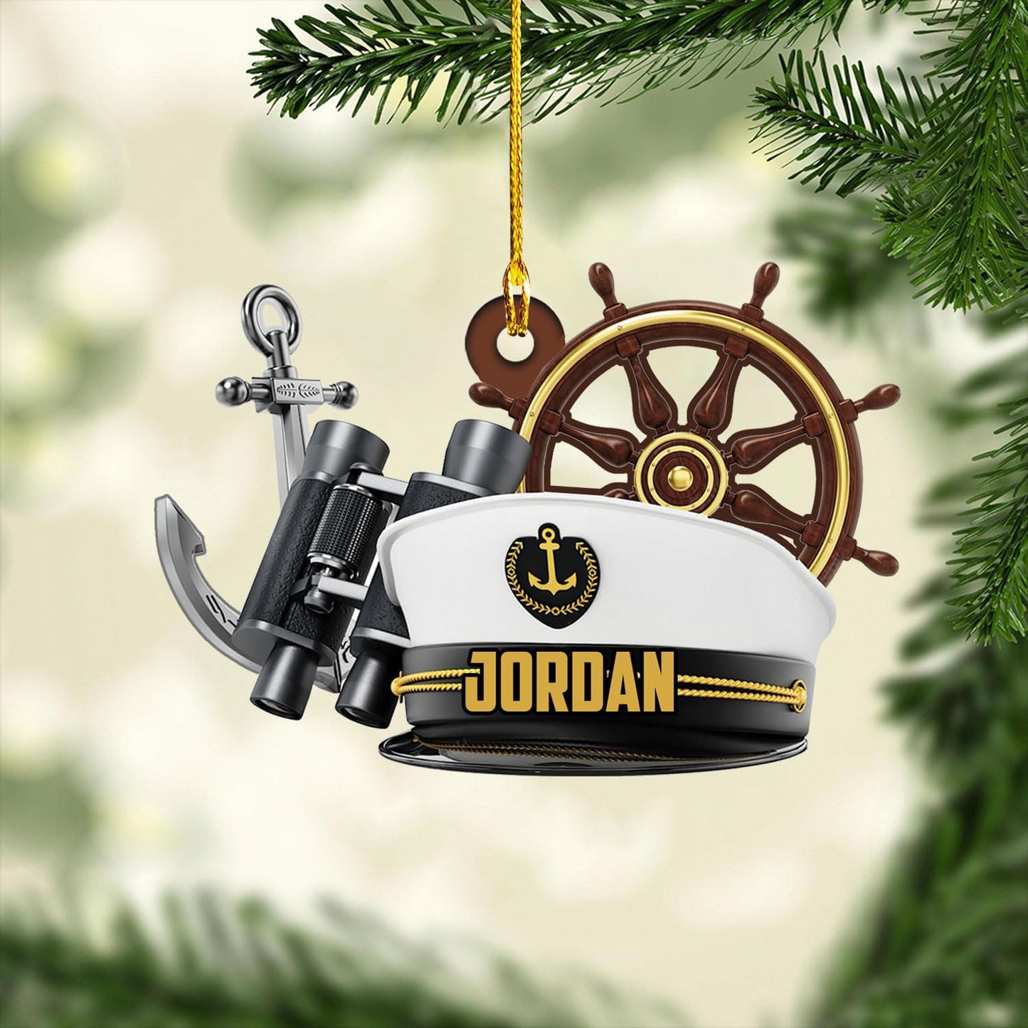 Custom Name Sailor Ornament – Personalized Captain Acrylic Sailing Ornament, Nautical Christmas Tree Decoration for Navy Lovers TS30