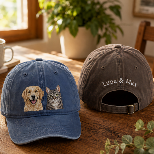Custom Pet Photo Embroidered Hat, Personalized Dog Face Hat, Dog Memorial Gift THUC99