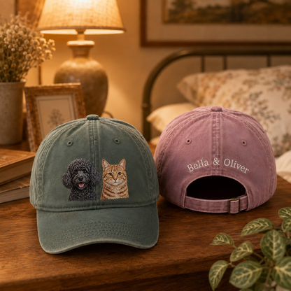 Custom Pet Photo Embroidered Hat, Personalized Dog Face Hat, Dog Memorial Gift THUC99