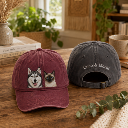 Custom Pet Photo Embroidered Hat, Personalized Dog Face Hat, Dog Memorial Gift THUC99