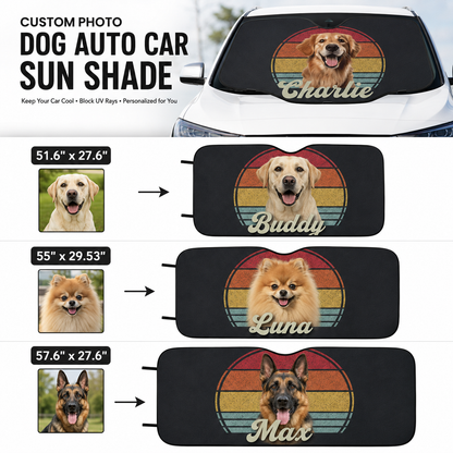 Custom Dog Face Car Sun Shade, Personalized Pet Photo Windshield Cover, Foldable Auto Sunshade THUC99
