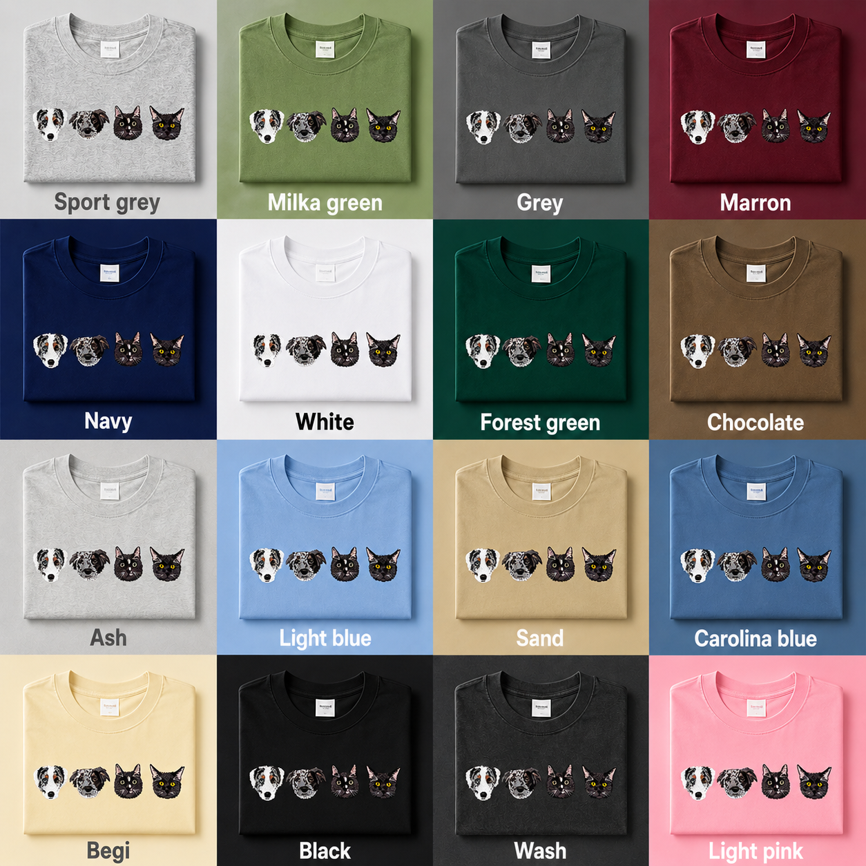 Custom Dog Photo Embroidered Tee, Personalized Pet Face Shirt, Dog Mom Dad Birthday Gift THUC99
