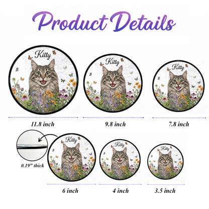 Personalized Dog And Cat Name Suncatcher – Custom Pet Portrait Glass Window Hanging (THUC99)