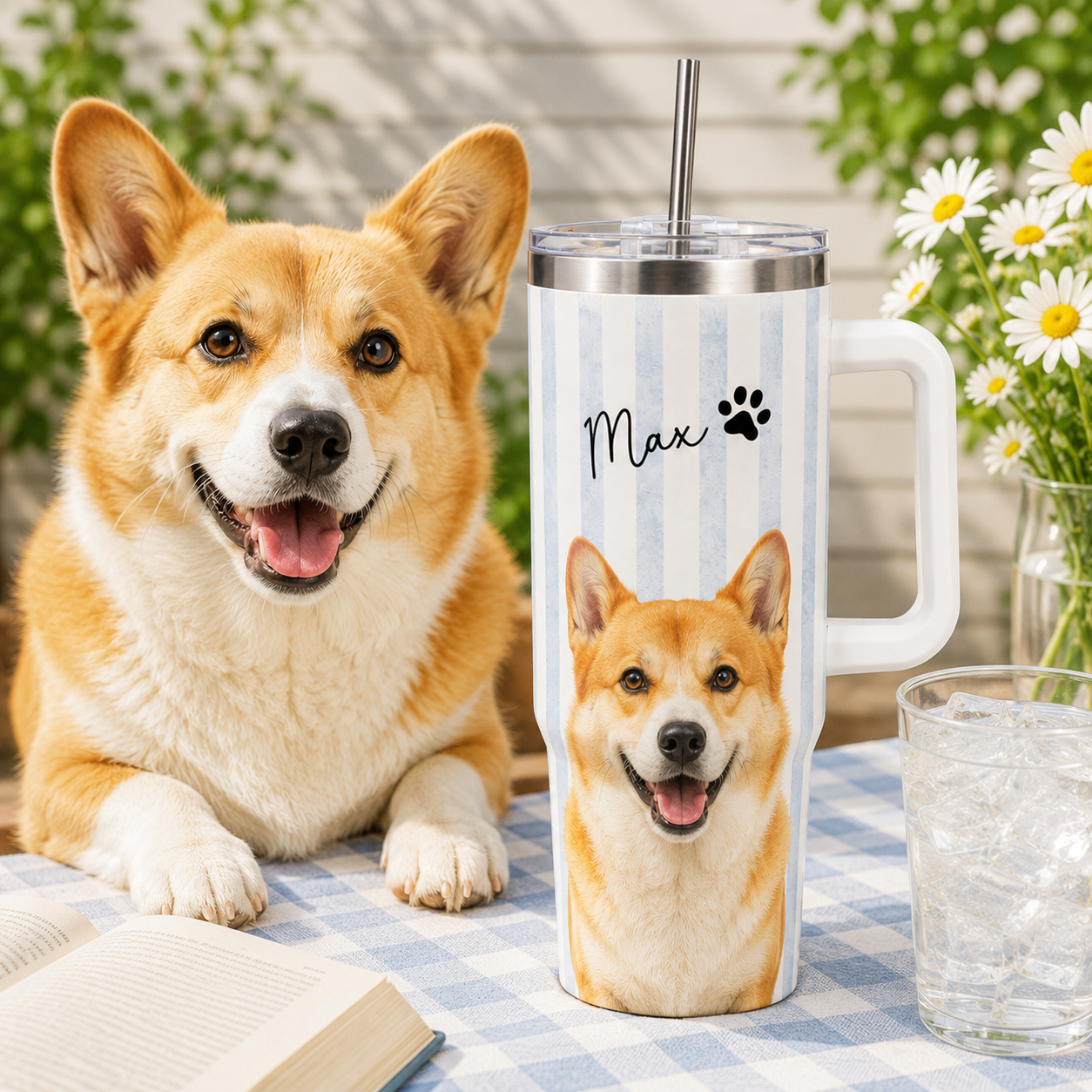 Personalized Dog Picture 40oz Tumbler – Custom Pet Photo Gift for Dog Mom and Dog Dad THUC99